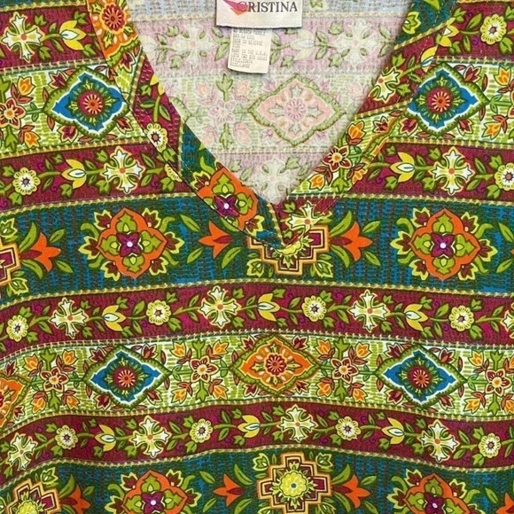 RARE Vintage 1980’s Cristina top with multicolored print - Picture 2 of 11